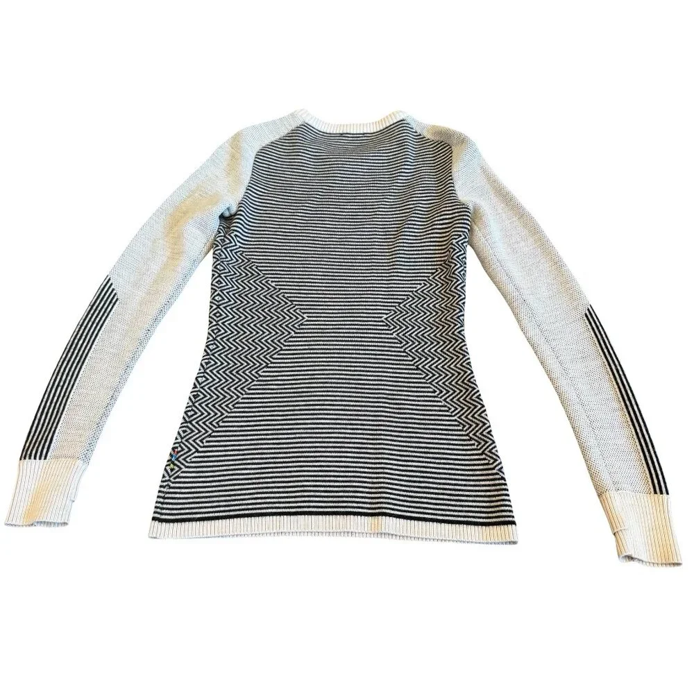 Smartwool Dacono Ski Crew Sweater Pullover Black White Stretch Size Small Womens - Picture 7 of 11